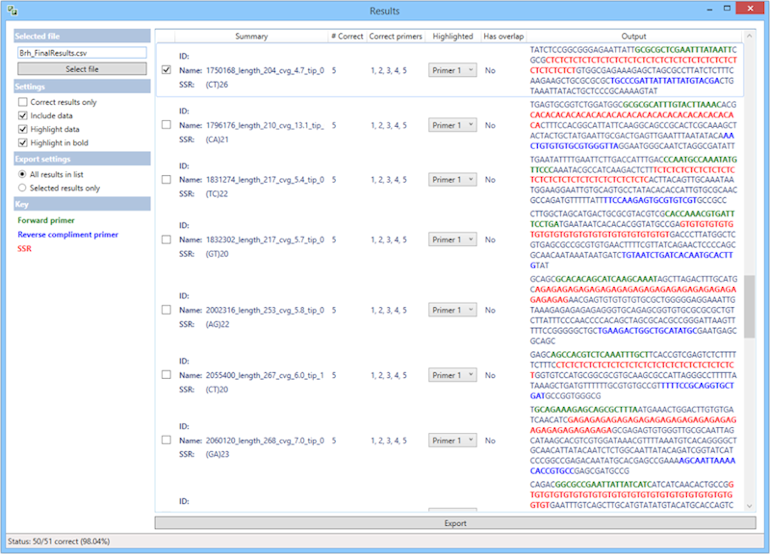 PrimerPipeline Results Window
